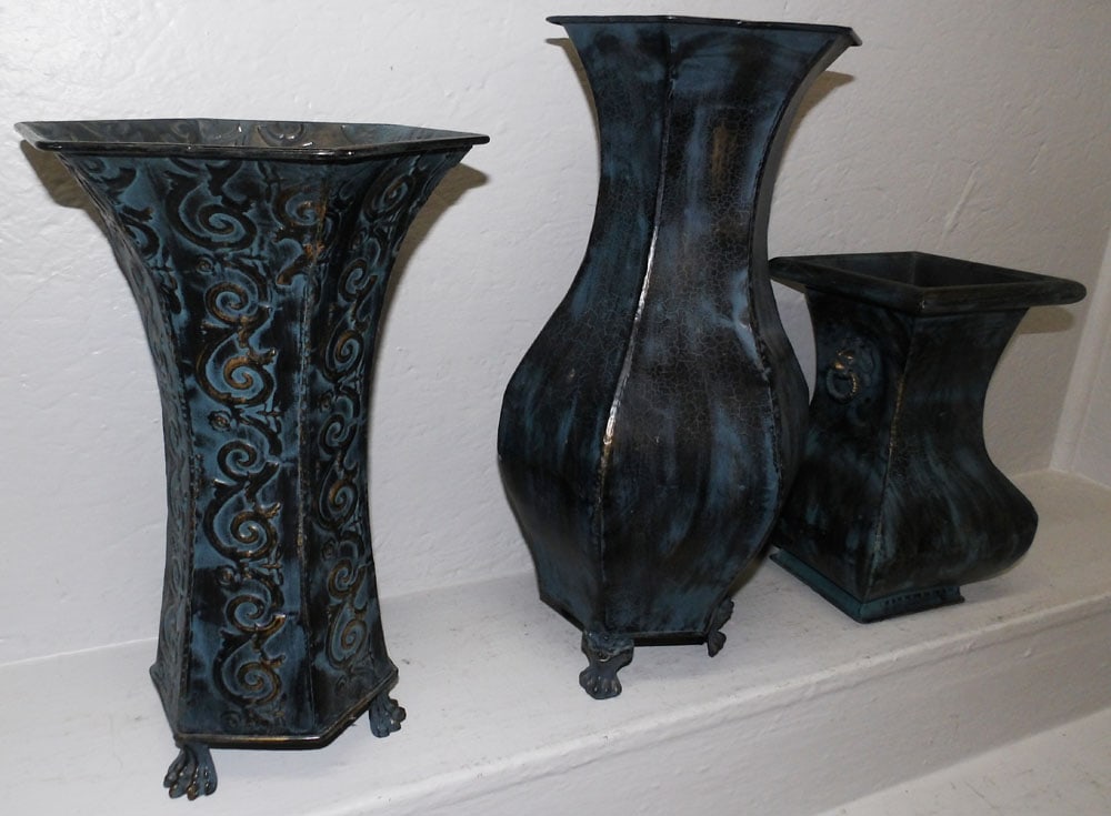 Three Painted Metal Vases - 2