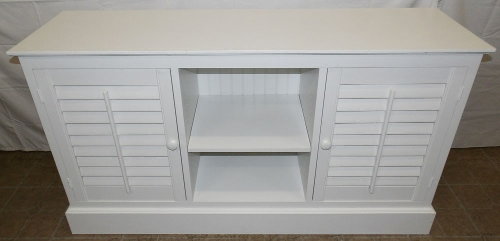 Painted Wood Shutter Door Cabinet (1 of 8)