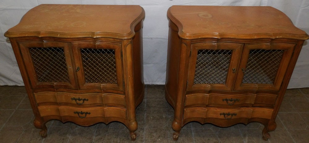 Pair of Cherry French Provincial Night Stands with Mesh Doors (1 of 7)