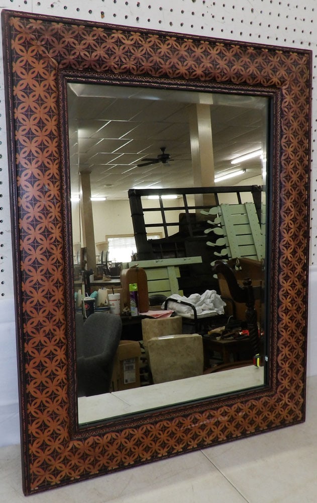 Painted Frame Mirror: Painted Frame Mirror. 36" x 28" "ALL DESCRIPTIONS AND ANY CONDITION STATEMENT GIVEN BY LANGSTON AUCTION GALLERY ARE STRICTLY?OPINIONS?AND LANGSTON'S SHALL HAVE NO RESPONSIBILITY FOR ERRORS OR