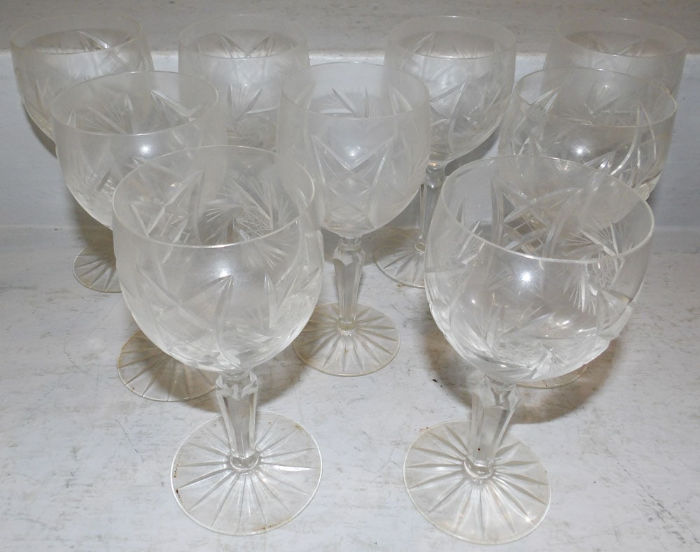 Lot of Cut Glass Stemware (1 of 3)