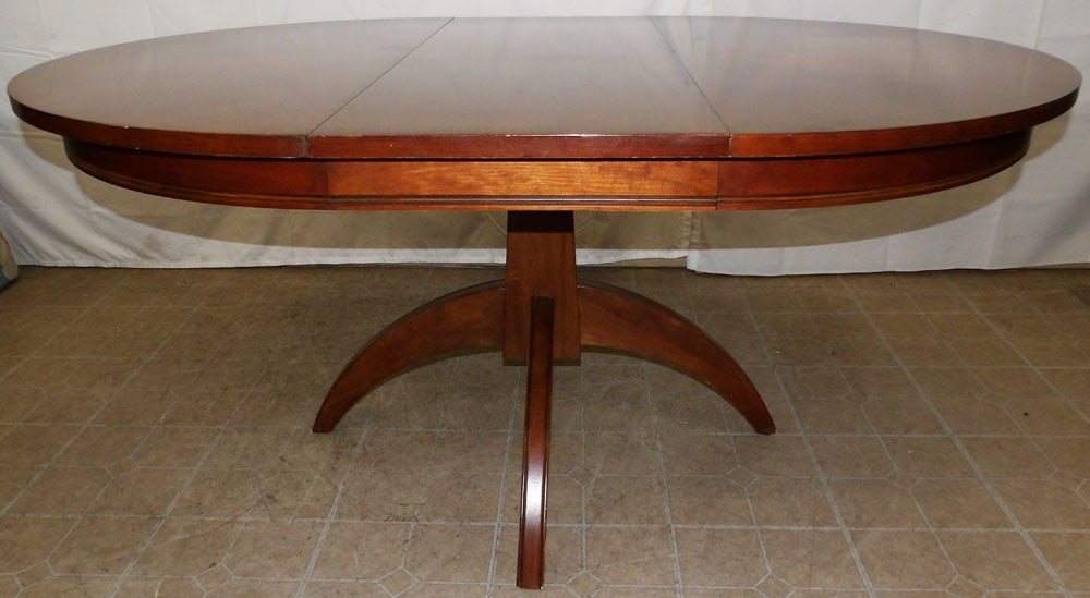Cherry Banded Top Dining Table with One Leaf: Cherry Banded Top Dining Table with One Leaf . 30" H 65 1/2" W 48" D "ALL DESCRIPTIONS AND ANY CONDITION STATEMENT GIVEN BY LANGSTON AUCTION GALLERY ARE STRICTLY?OPINIONS?AND LANGSTON'S SHALL HAVE
