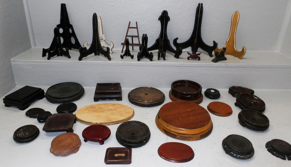 Lot of Oriental Teak Wood Stands (1 of 5)