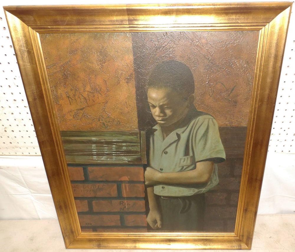 Framed Print on Canvas of Young Boy: Framed Print on Canvas of Young Boy . 35 1/4" x 29" ALL DESCRIPTIONS AND ANY CONDITION STATEMENT GIVEN BY LANGSTON AUCTION GALLERY ARE STRICTLY OPINIONS AND LANGSTON'S SHALL HAVE NO RESPONSIBILITY