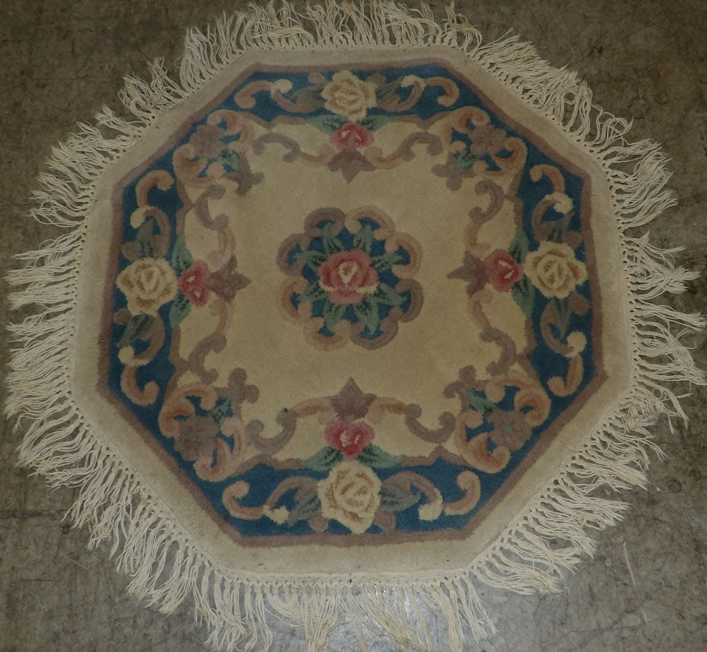 3' 4" x 3' 4" Aubusson Rug: 3' 4" x 3' 4" Aubusson Rug. ALL DESCRIPTIONS AND ANY CONDITION STATEMENT GIVEN BY LANGSTON AUCTION GALLERY ARE STRICTLY OPINIONS AND LANGSTON'S SHALL HAVE NO RESPONSIBILITY FOR ERRORS OR OMISSIONS. TH