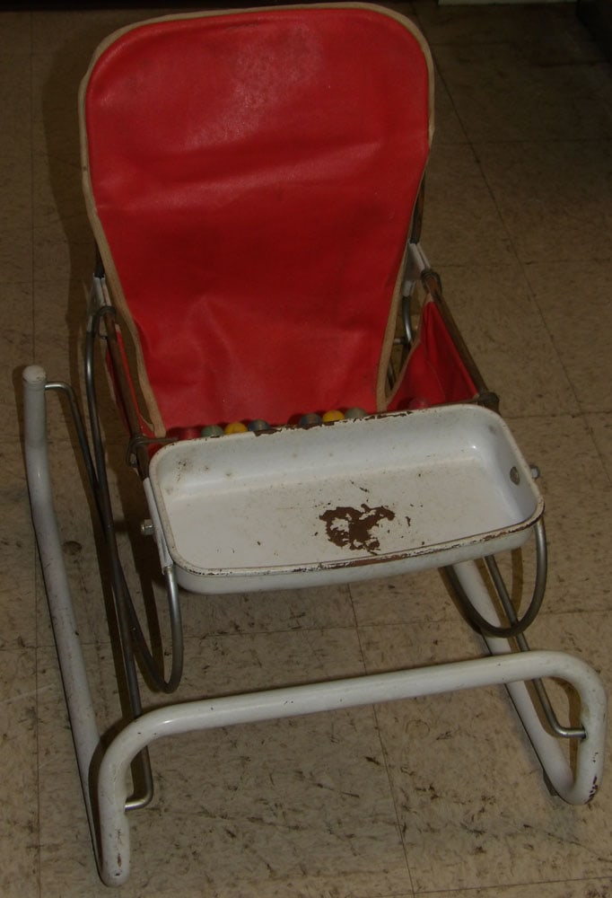 Vintage Painted Metal Baby Bouncer Seat (1 of 2)
