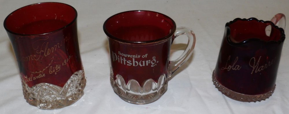 Two Ruby Souvenir Glasses & Creamer (1 of 4)