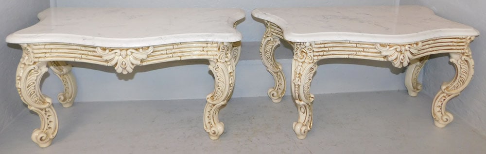 Pair of Painted Resin Faux Marble Top Stands (1 of 6)