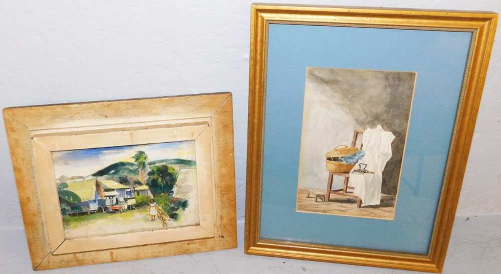 Two Framed Watercolors Artist Signed: Two Framed Watercolors Artist Signed. 13" x 10 1/4" ALL DESCRIPTIONS AND ANY CONDITION STATEMENT GIVEN BY LANGSTON AUCTION GALLERY ARE STRICTLY OPINIONS AND LANGSTON'S SHALL HAVE NO RESPONSIBILITY FOR