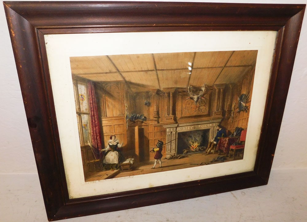 Framed Hand Colored Engraving Fireplace Mansion of England by Joseph Nash (1 of 6)