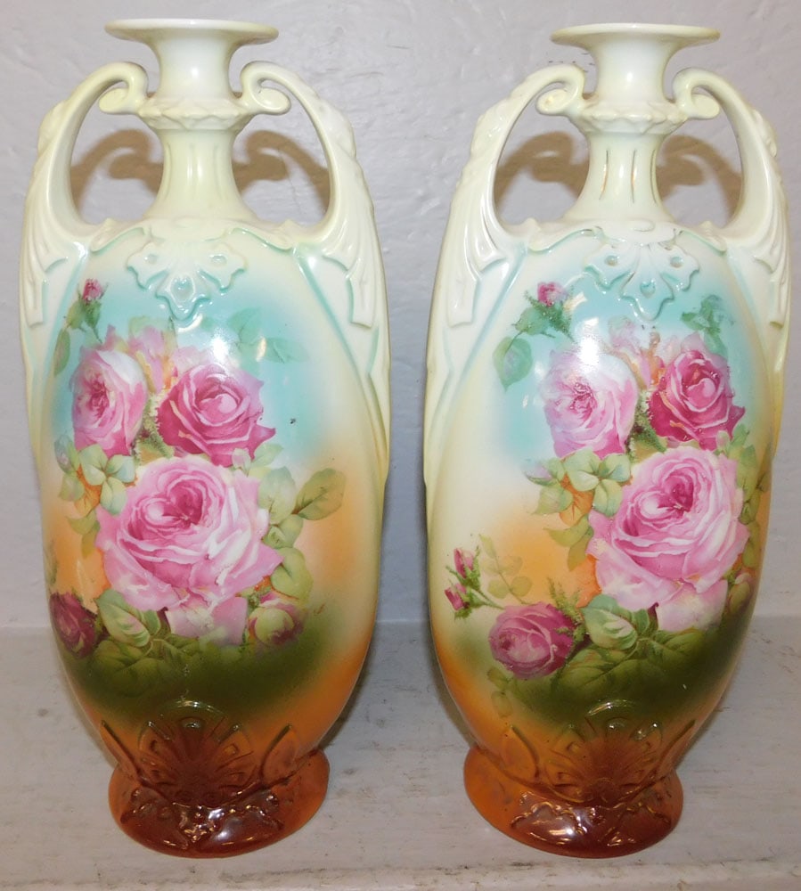 Pair of Hand Painted Porcelain Vases (1 of 4)