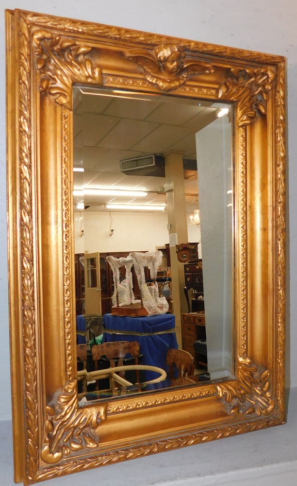 Ornate Gilded Frame Bevel Edge Mirror with Cherub Face (1 of 4)
