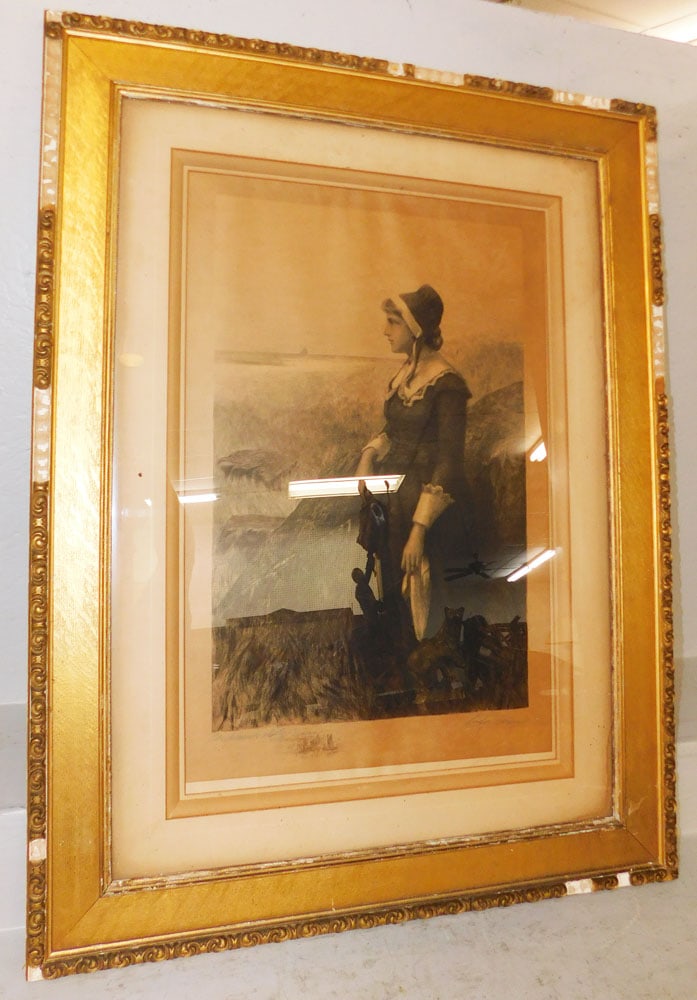 Antique Framed Black & White Engraving Pencil Signed: Antique Framed Black & White Engraving Pencil Signed . 41 1/2" x 31 1/2" ALL DESCRIPTIONS AND ANY CONDITION STATEMENT GIVEN BY LANGSTON AUCTION GALLERY ARE STRICTLY OPINIONS AND LANGSTON'S SHALL HAVE 