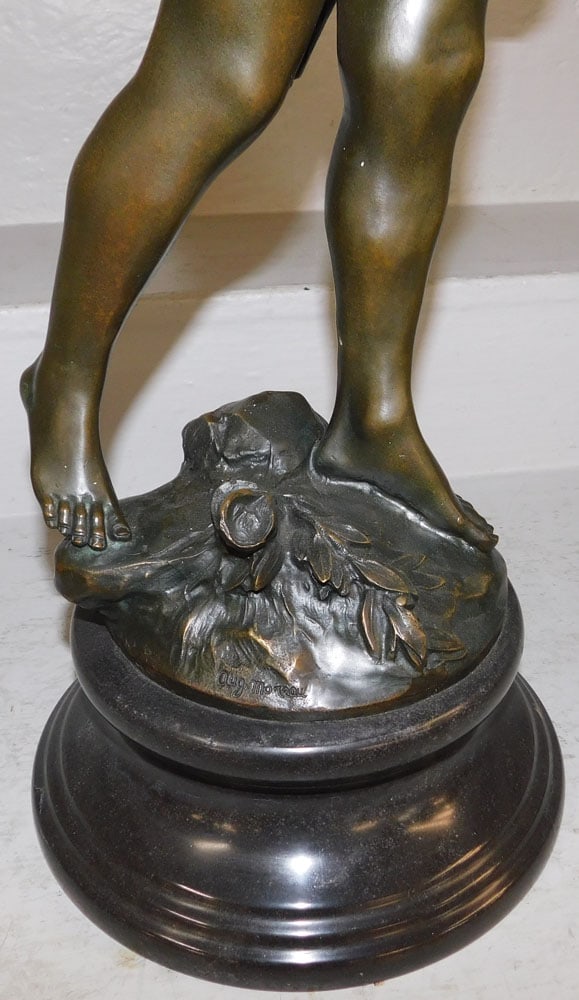 Bronze Cupid Statue on Marble Base - 3