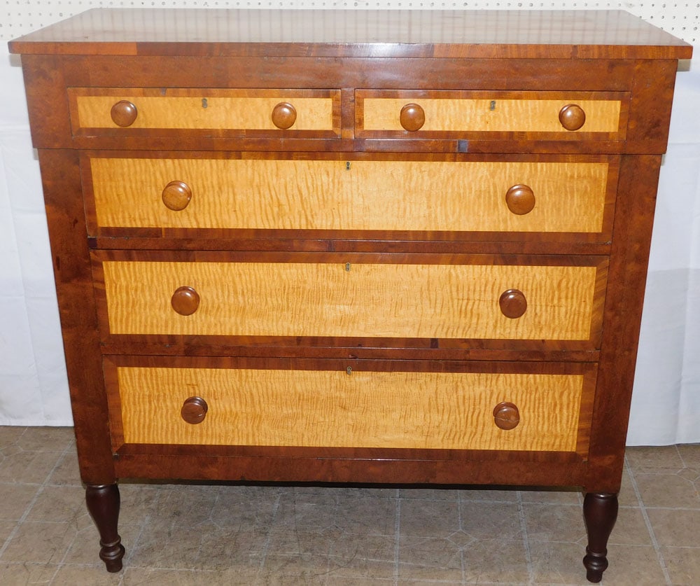 19th Century Cherry & Tiger Maple Two Over Three Drawer Chest (1 of 6)