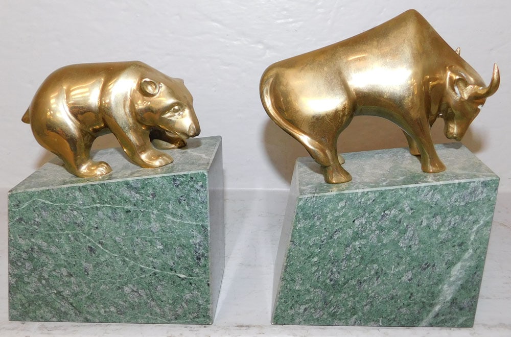 Two Brass & Marble Bookends (1 of 4)