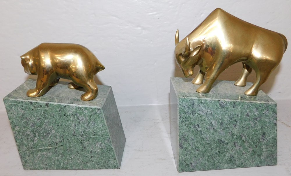 Two Brass & Marble Bookends - 3