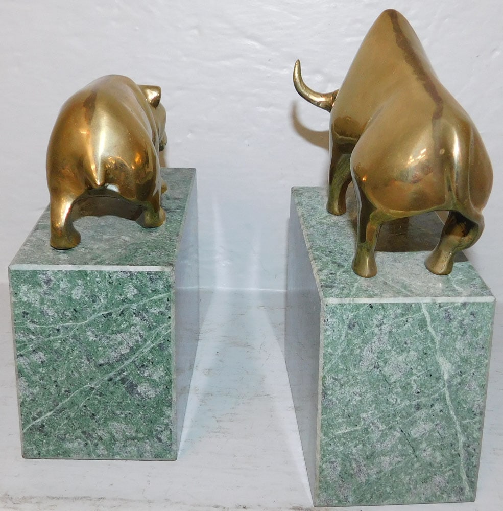 Two Brass & Marble Bookends - 4