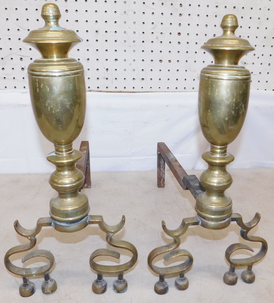 Pair of Antique Brass Andirons (1 of 3)