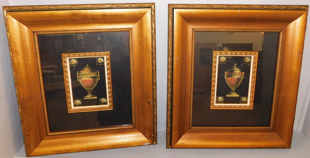 Pair of Framed Urn Prints: Pair of Framed Urn Prints . 28 1/4" x 25 1/2" ALL DESCRIPTIONS AND ANY CONDITION STATEMENT GIVEN BY LANGSTON AUCTION GALLERY ARE STRICTLY OPINIONS AND LANGSTON'S SHALL HAVE NO RESPONSIBILITY FOR ERROR