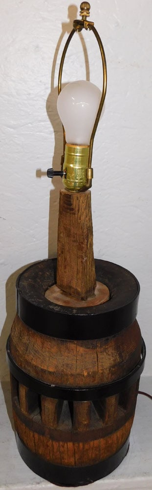 Antique Wood & Metal Wagon Wheel Hub Made Into Lamp (1 of 3)