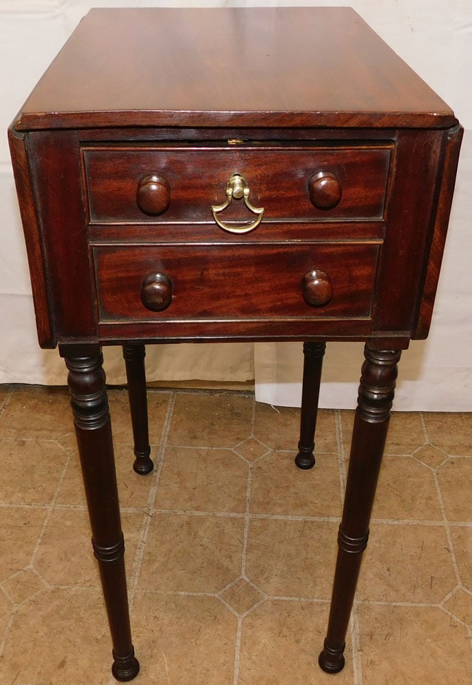 19th Century Mahogany Drop Front Stand: 19th Century Mahogany Drop Front Stand . 28" H 13" W 17" D ALL DESCRIPTIONS AND ANY CONDITION STATEMENT GIVEN BY LANGSTON AUCTION GALLERY ARE STRICTLY OPINIONS AND LANGSTON'S SHALL HAVE NO