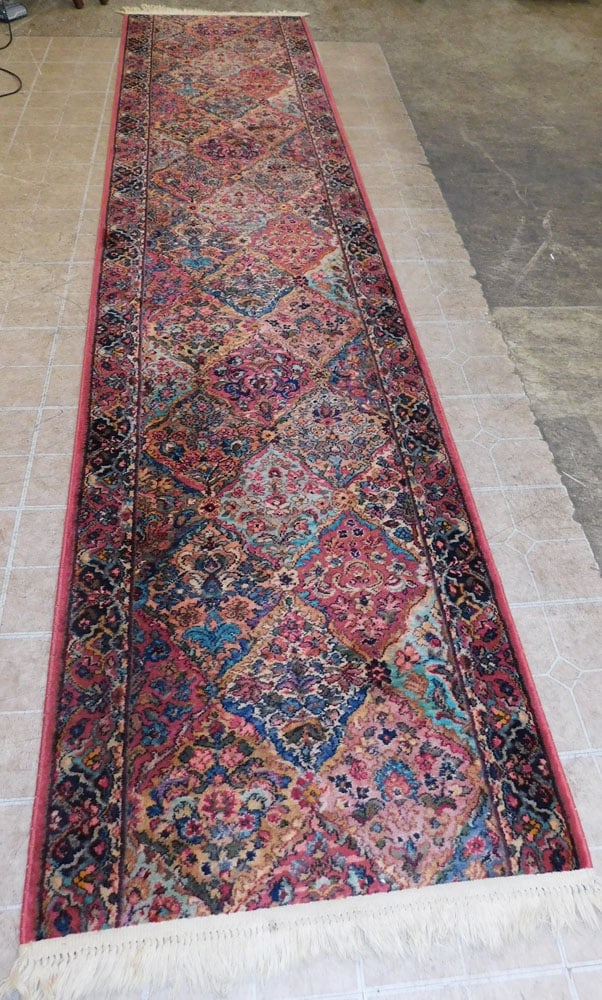 2' 11" x 12' 11" Karastan Runner: 2' 11" x 12' 11" Karastan Runner . ALL DESCRIPTIONS AND ANY CONDITION STATEMENT GIVEN BY LANGSTON AUCTION GALLERY ARE STRICTLY OPINIONS AND LANGSTON'S SHALL HAVE NO RESPONSIBILITY FOR ERRORS OR