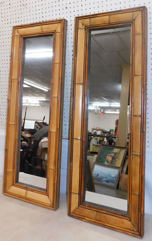 Pair of Bamboo Framed Mirrors (1 of 4)