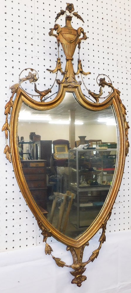 Antique Gilded Frame Shield Form Mirror (1 of 7)