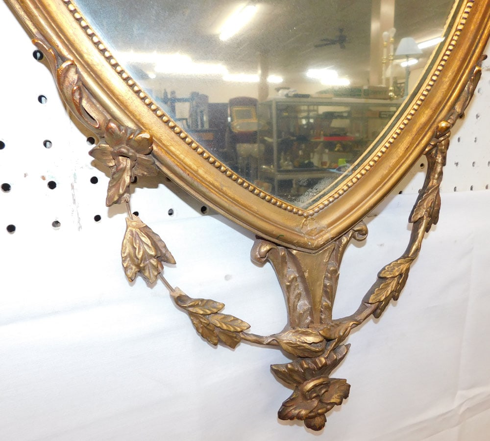 Antique Gilded Frame Shield Form Mirror - 2