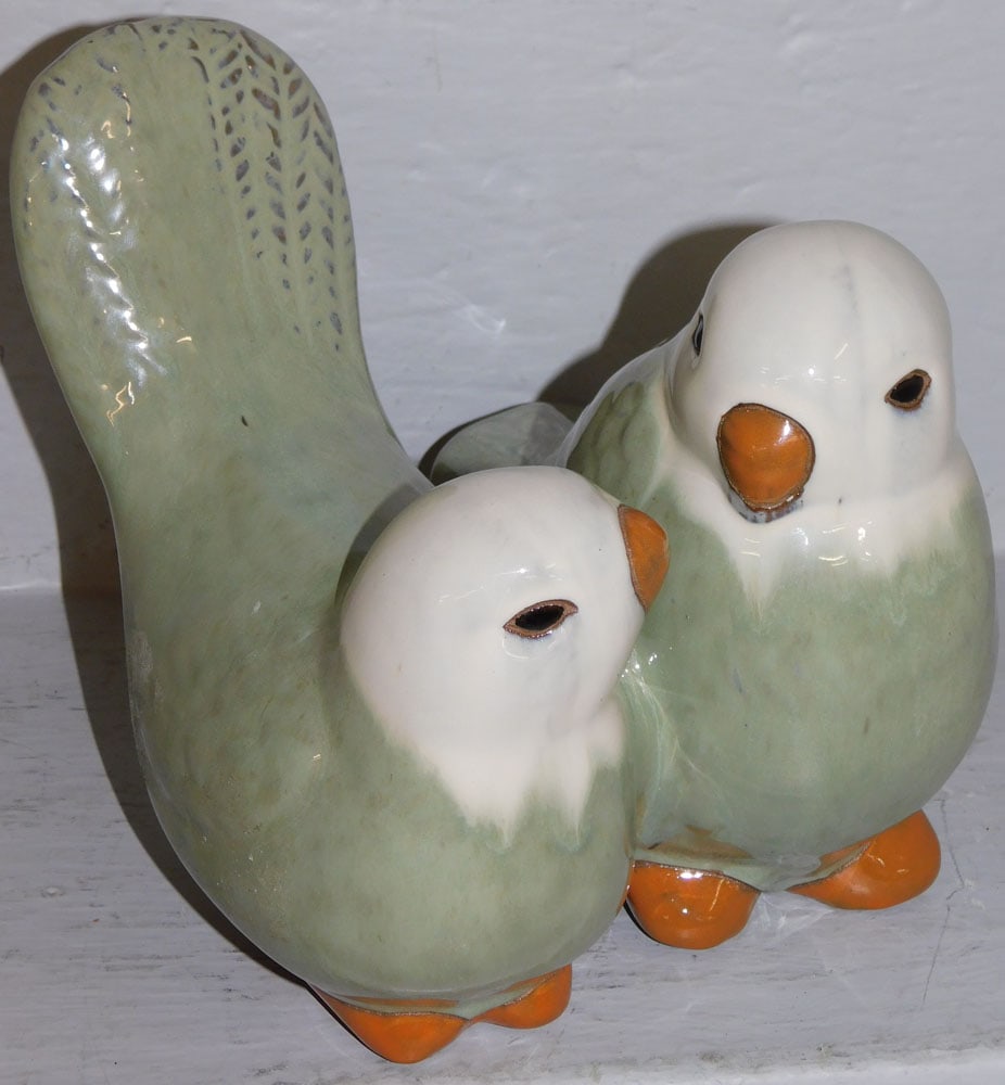 Celadon Style Ceramic Loving Birds Sculpture (1 of 7)