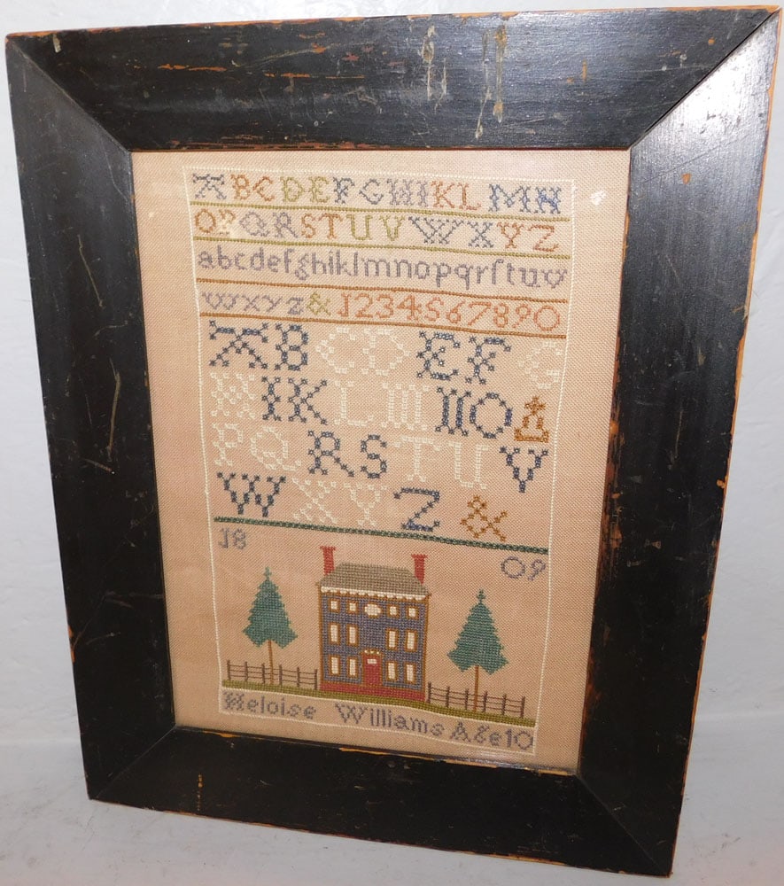Framed Needlework Sampler Dated 1809: Framed Needlework Sampler Dated 1809. 19 1/2" x 15 1/4" ALL DESCRIPTIONS AND ANY CONDITION STATEMENT GIVEN BY LANGSTON AUCTION GALLERY ARE STRICTLY OPINIONS AND LANGSTON'S SHALL HAVE NO