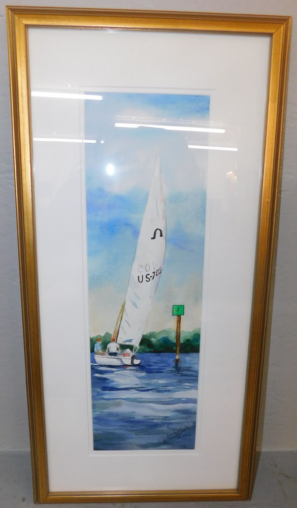 Framed Watercolor Artist Signed: Framed Watercolor Artist Signed . 27 3/4" x 13 3/4" ALL DESCRIPTIONS AND ANY CONDITION STATEMENT GIVEN BY LANGSTON AUCTION GALLERY ARE STRICTLY OPINIONS AND LANGSTON'S SHALL HAVE NO RESPONSIBILITY