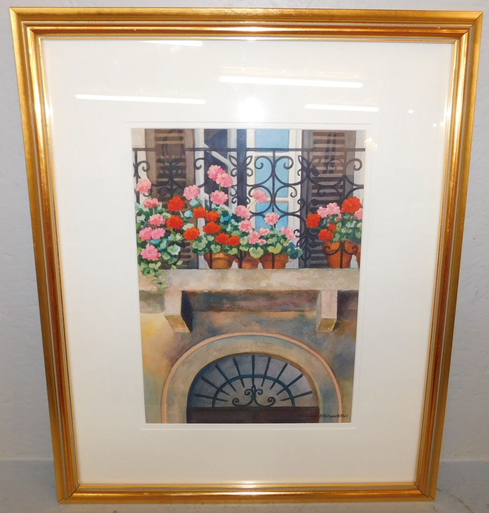 Framed Watercolor Artist Signed: Framed Watercolor Artist Signed . 24" x 20" ALL DESCRIPTIONS AND ANY CONDITION STATEMENT GIVEN BY LANGSTON AUCTION GALLERY ARE STRICTLY OPINIONS AND LANGSTON'S SHALL HAVE NO RESPONSIBILITY FOR ERRORS