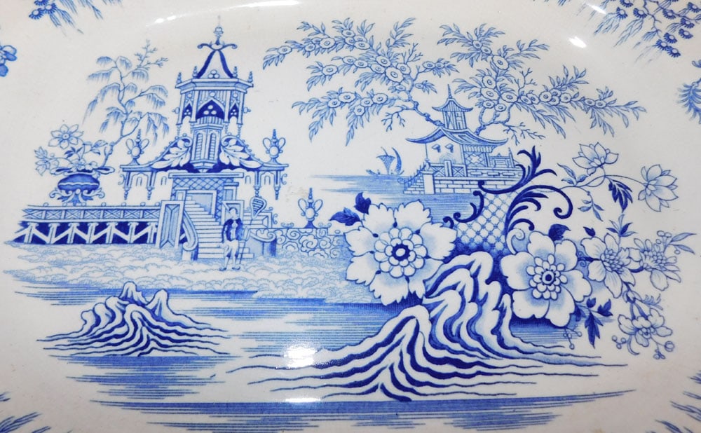 Antique Blue Transfer Platter - 3