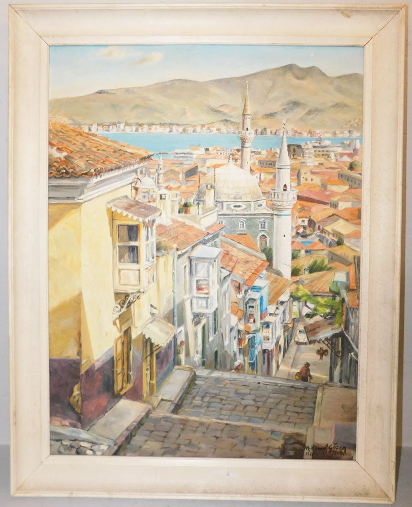 Framed Oil on Canvas Mediterranean Scene Artist Signed: Framed Oil on Canvas Mediterranean Scene Artist Signed . 31 3/4" x 25" ALL DESCRIPTIONS AND ANY CONDITION STATEMENT GIVEN BY LANGSTON AUCTION GALLERY ARE STRICTLY OPINIONS AND LANGSTON'S SHALL HAVE