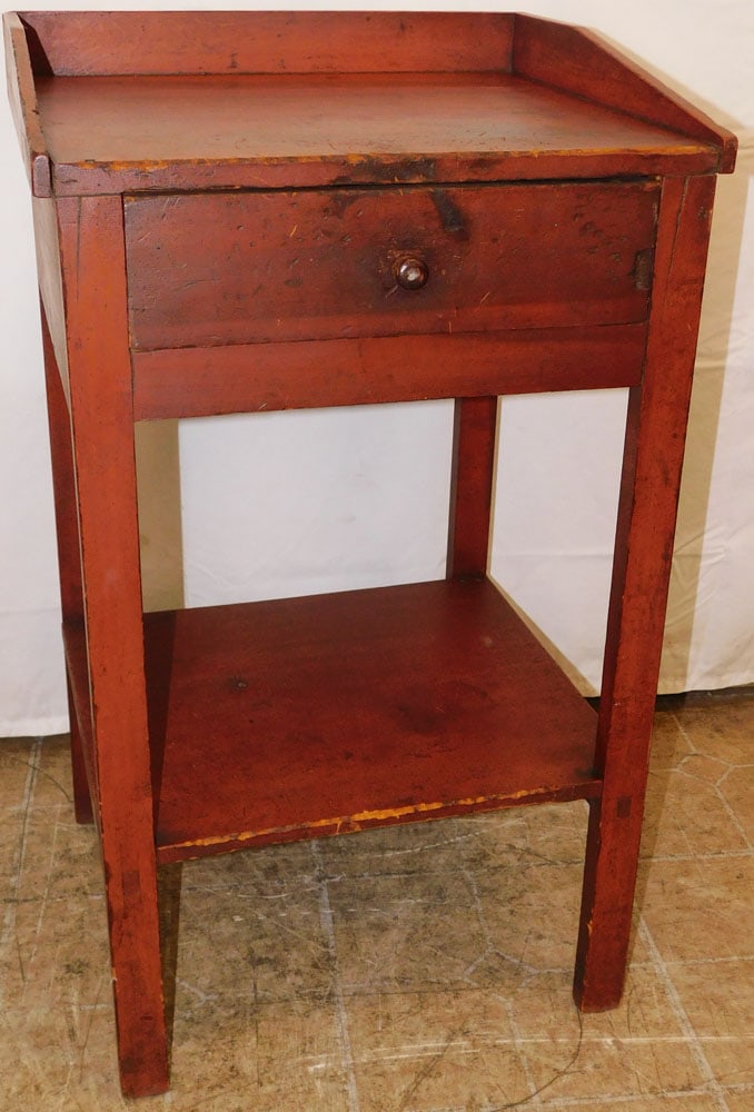 19th Century Cherry Two Tier Stand with One Drawer: 19th Century Cherry Two Tier Stand with One Drawer . 32" H 18 1/2" W 16 1/2" D ALL DESCRIPTIONS AND ANY CONDITION STATEMENT GIVEN BY LANGSTON AUCTION GALLERY ARE STRICTLY OPINIONS AND LANGSTON'S