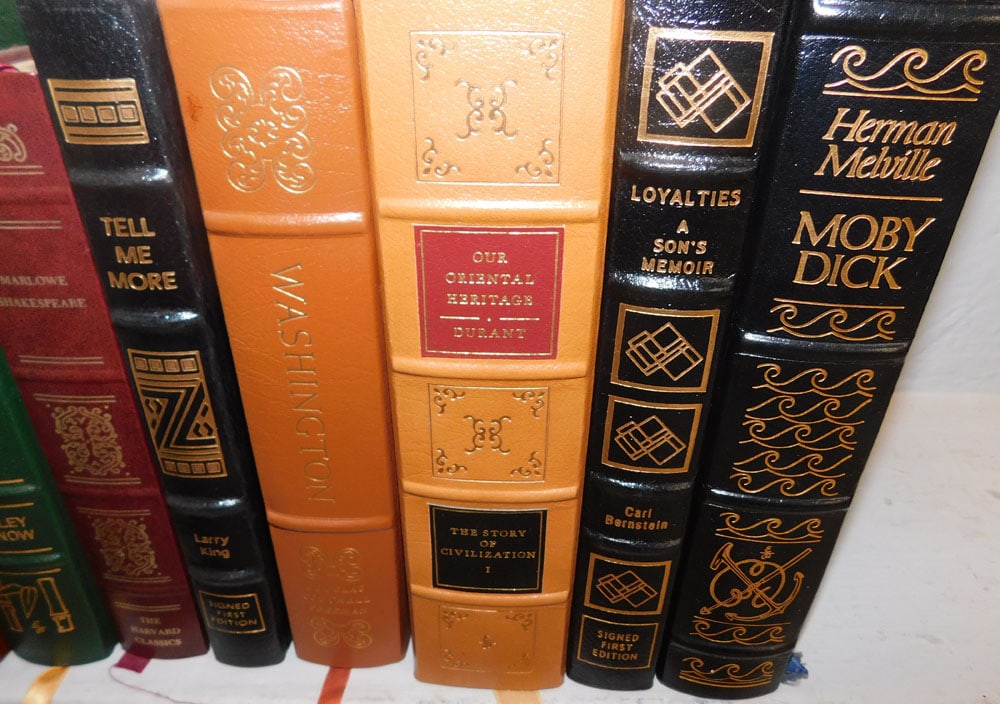 Ten Leather Bound Books by The Easton Press: Ten Leather Bound Books by The Easton Press. 10 1/4" x 7 1/4" ALL DESCRIPTIONS AND ANY CONDITION STATEMENT GIVEN BY LANGSTON AUCTION GALLERY ARE STRICTLY OPINIONS AND LANGSTON'S SHALL HAVE NO