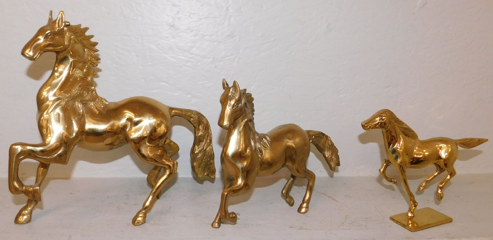 Three Brass Stallion Figures (1 of 2)