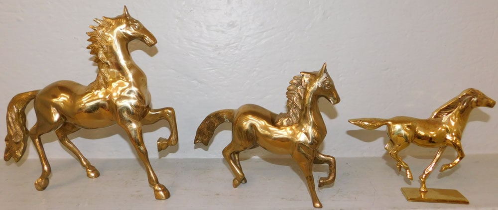 Three Brass Stallion Figures - 2