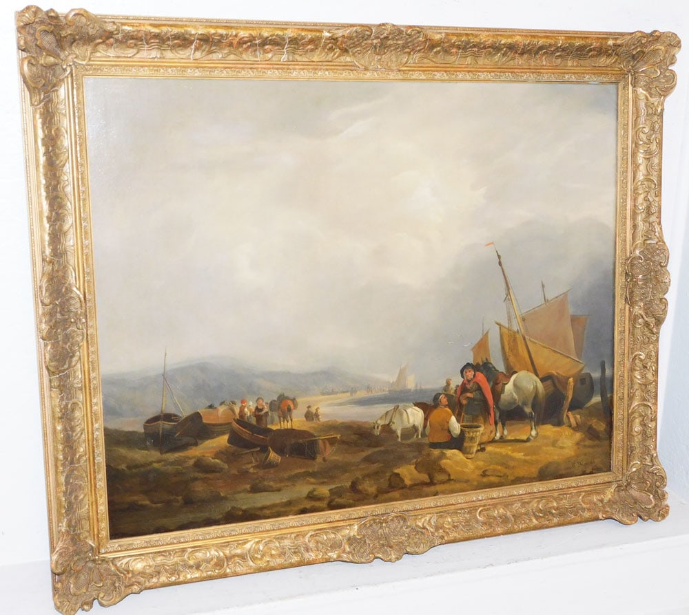 19th Century Oil on Canvas European Sussex Coastal Scene Signed by William Shayer 1863: 19th Century Oil on Canvas European Sussex Coastal Scene Signed by William Shayer 1863. 34" x 43 1/2" ALL DESCRIPTIONS AND ANY CONDITION STATEMENT GIVEN BY LANGSTON AUCTION GALLERY ARE STRICTLY OPINIO