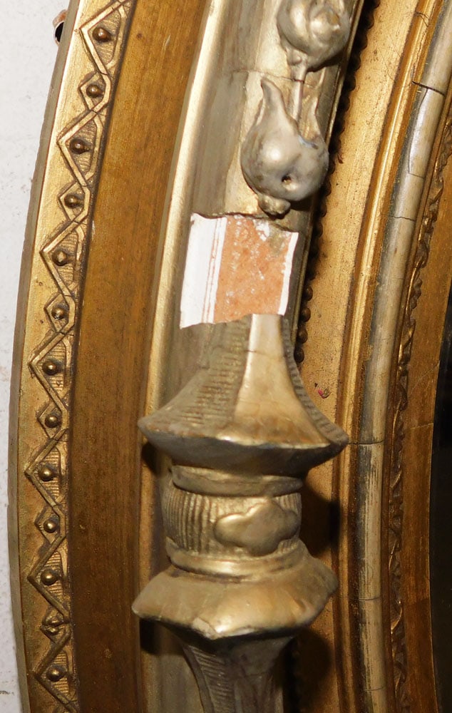 Antique Oval Gilded Shadowbox Frame Mirror - 4