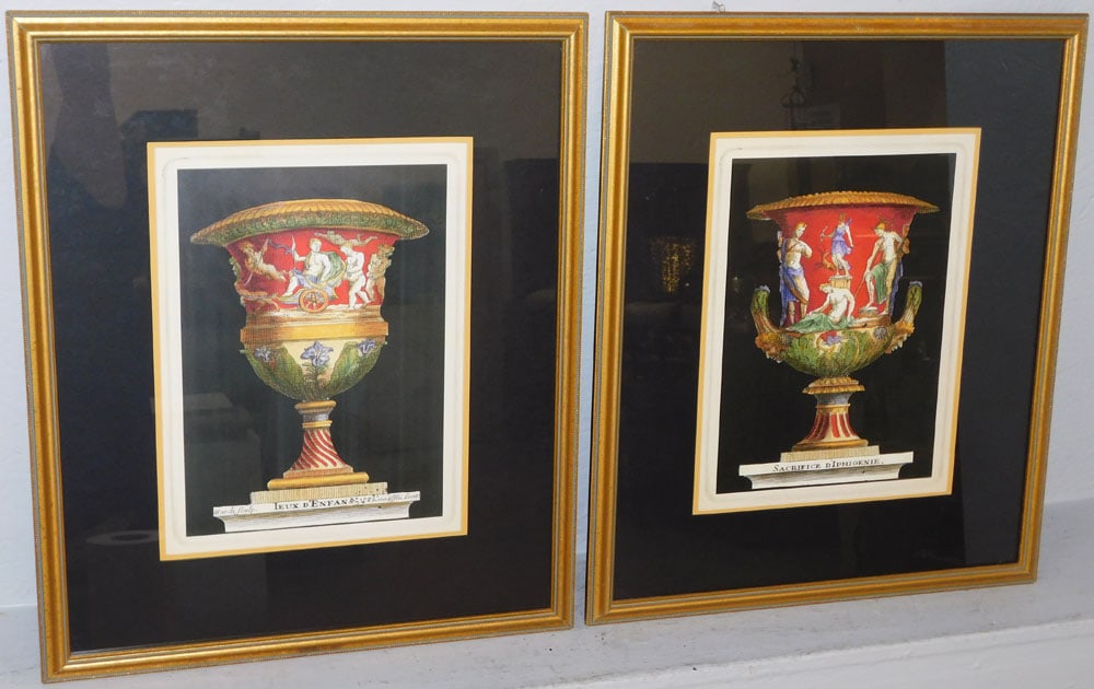 Pair of Framed Greek Mythological Urn Colored Prints (1 of 5)