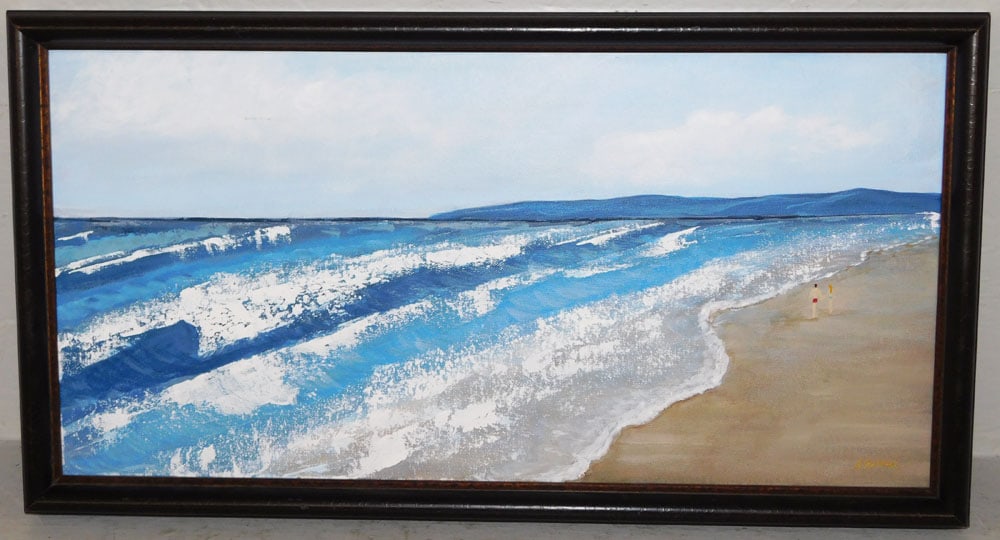 Framed Acrylic on Canvas of the Santa Monica, CA Mountain Coast Artist Signed: Framed Acrylic on Canvas of the Santa Monica, CA Mountain Coast Artist Signed . 13 3/4" x 25 1/2" ALL DESCRIPTIONS AND ANY CONDITION STATEMENT GIVEN BY LANGSTON AUCTION GALLERY ARE STRICTLY OPINIONS