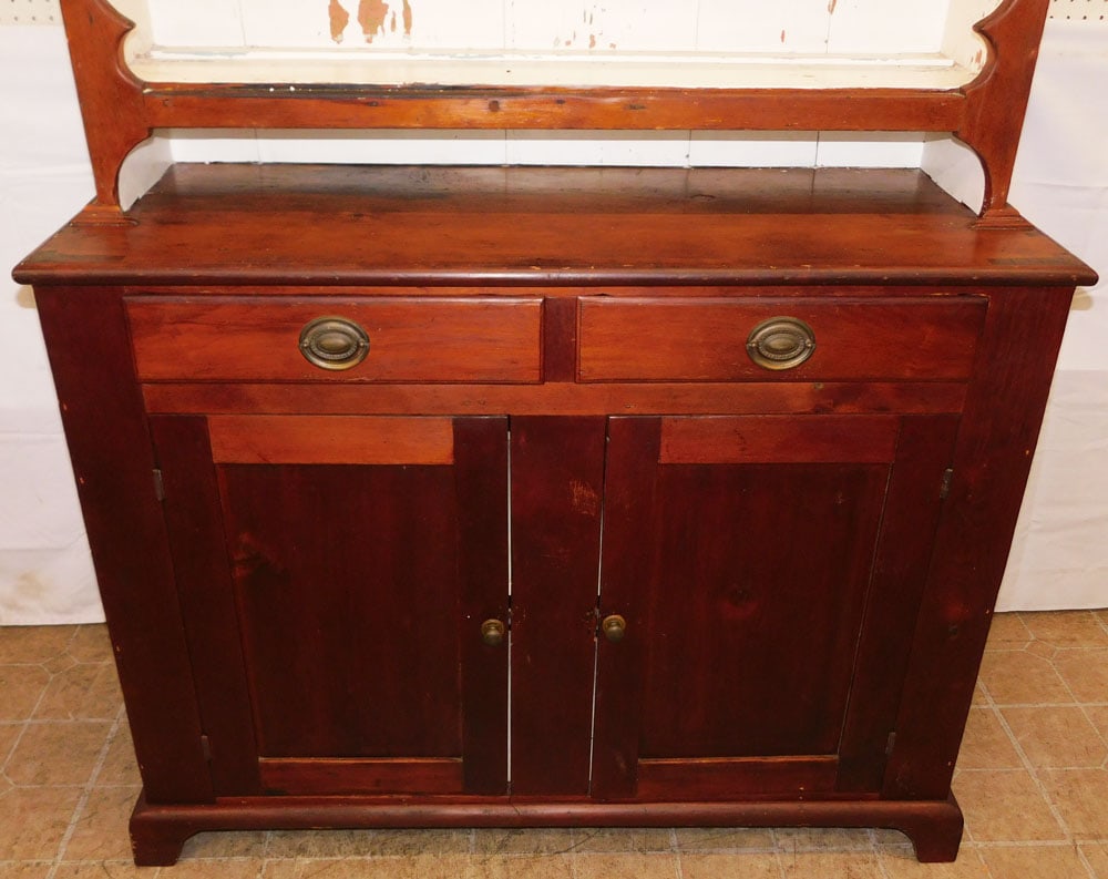 Antique Two Piece Pine Step Back Cupboard - 2