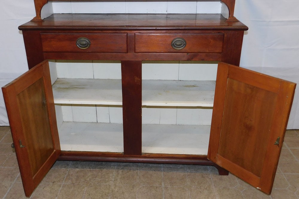 Antique Two Piece Pine Step Back Cupboard - 4