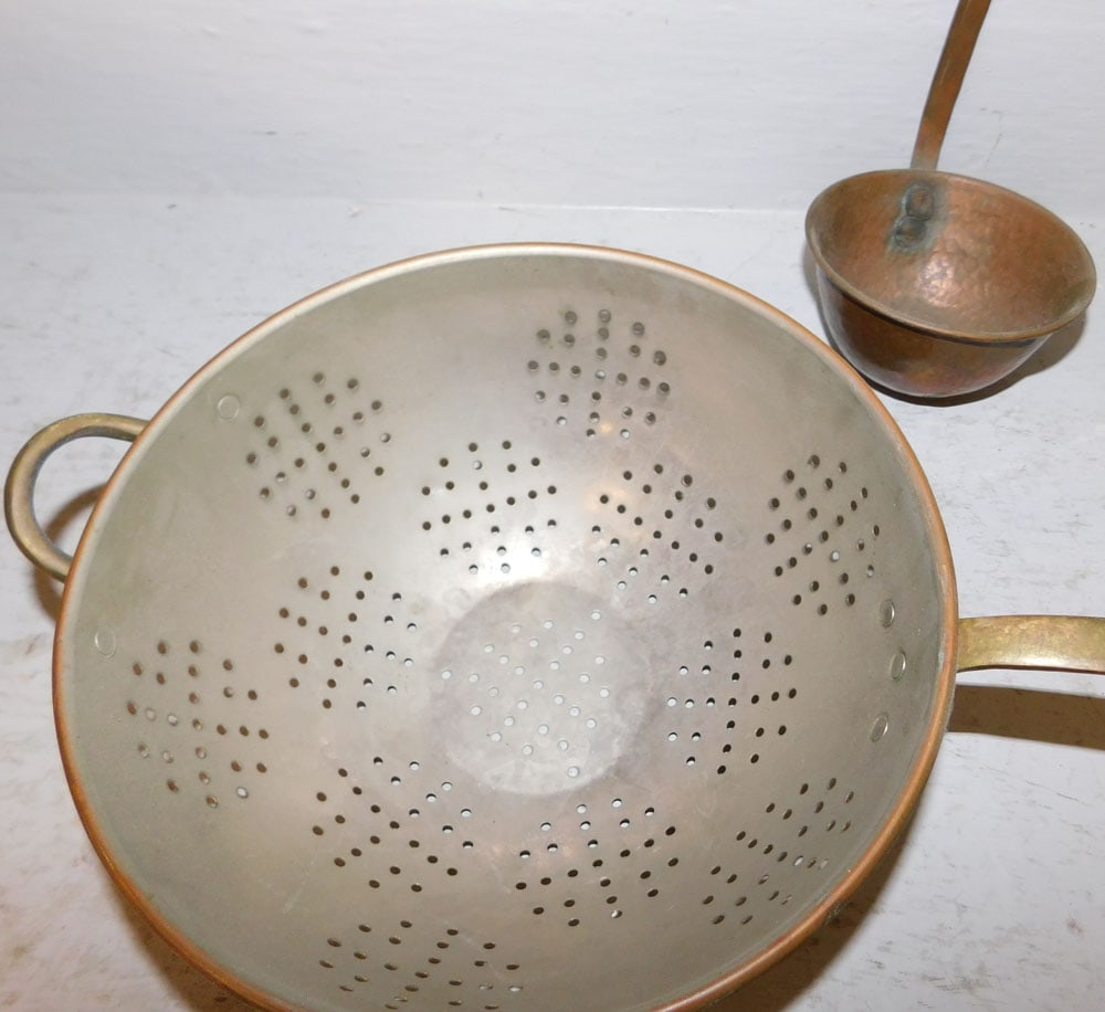 Two Copper Strainers & Ladle - 4