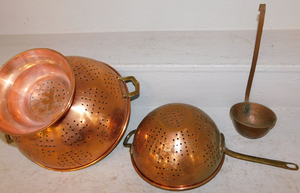 Two Copper Strainers & Ladle - 5