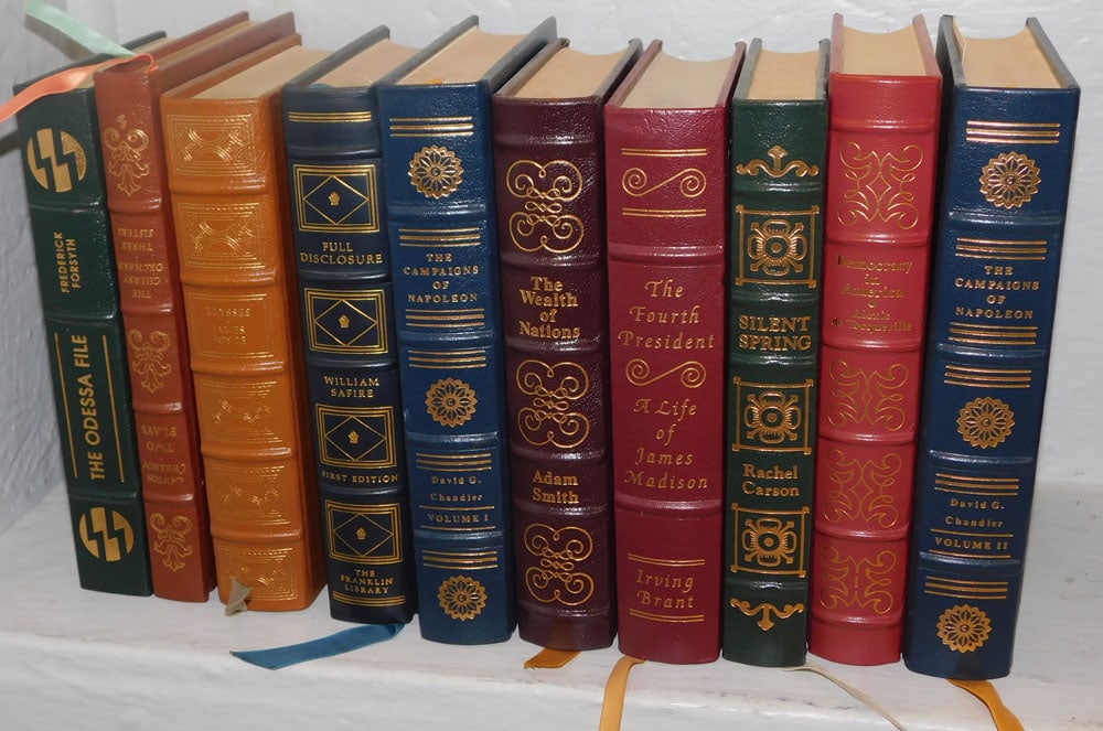 Ten Leather Decorator Books by The Easton Press: Ten Leather Decorator Books by The Easton Press. 9 1/2" x 7" ALL DESCRIPTIONS AND ANY CONDITION STATEMENT GIVEN BY LANGSTON AUCTION GALLERY ARE STRICTLY OPINIONS AND LANGSTON'S SHALL HAVE NO