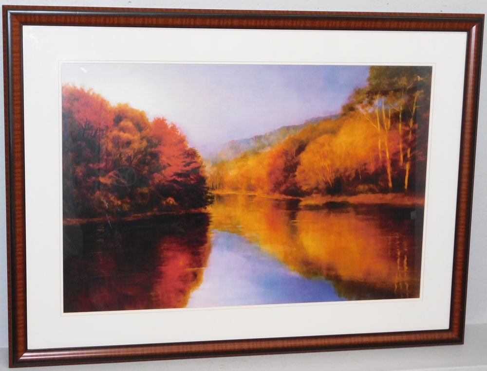 Large Framed & Matted Still Life Art Print "Autumn Afternoon Stillness" by Robert Striffolino: Large Framed & Matted Still Life Art Print "Autumn Afternoon Stillness" by Robert Striffolino. 33 1/2" x 45" ALL DESCRIPTIONS AND ANY CONDITION STATEMENT GIVEN BY LANGSTON AUCTION GALLERY ARE